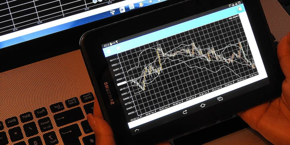 Virtual Stock Market on laptop